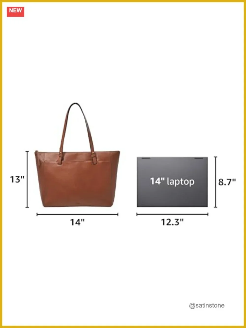 Fossil Rachel Tote Bag LiteHide Leather Laptop Handbag Satchel